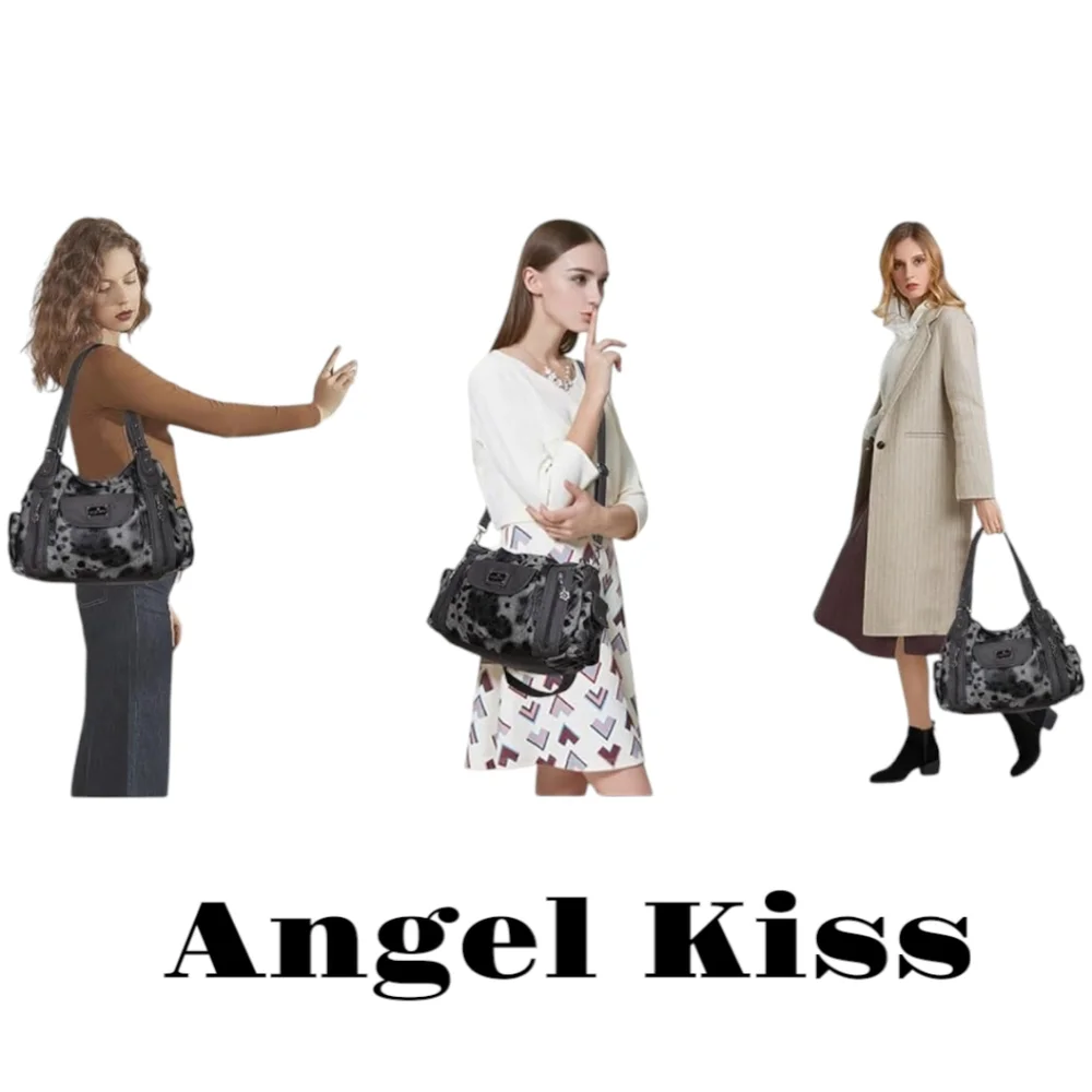 ANGEL KISS Leopard Large Vegan Leather Spacious Crossbody Shoulder Hobo Bag. - Picture 7 of 10